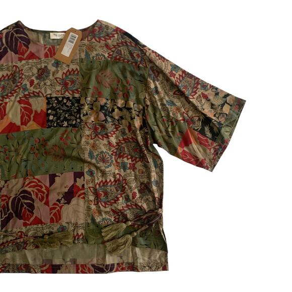 Tru Luxe Jeans Women's Size M Short Sleeve Floral Print Tunic Top Blouse New - Picture 6 of 15